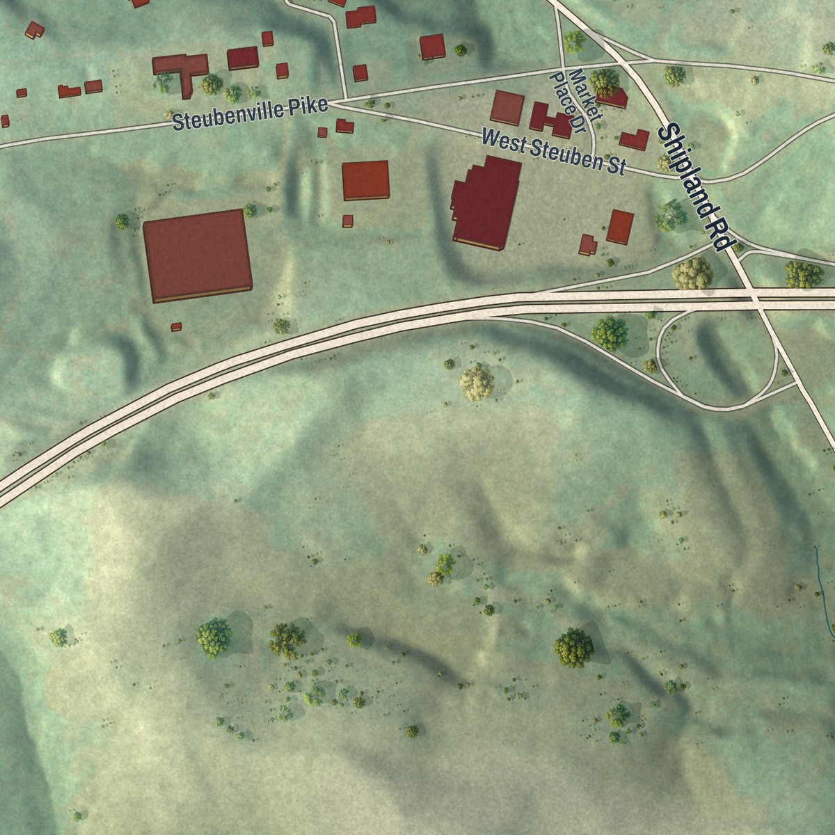 Second close-up of the map of Imperial, Pennsylvania print showing more streets and buildings