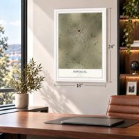 Imperial, Texas map, 18 x 24 inch print in a white frame in a home office