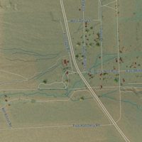 Second close-up of the map of Independence, California print showing more streets and buildings