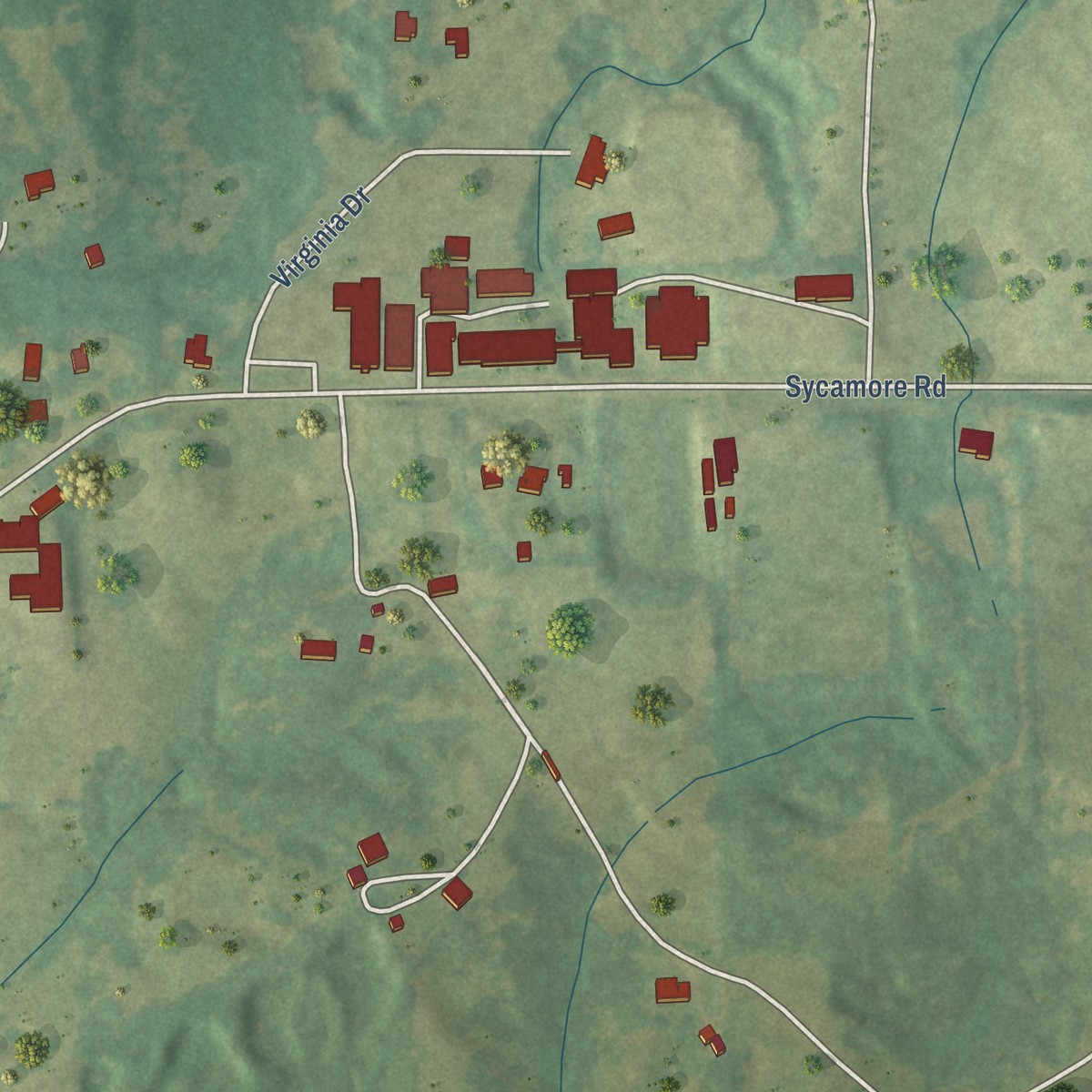 Second close-up of the map of Independence, Mississippi print showing more streets and buildings