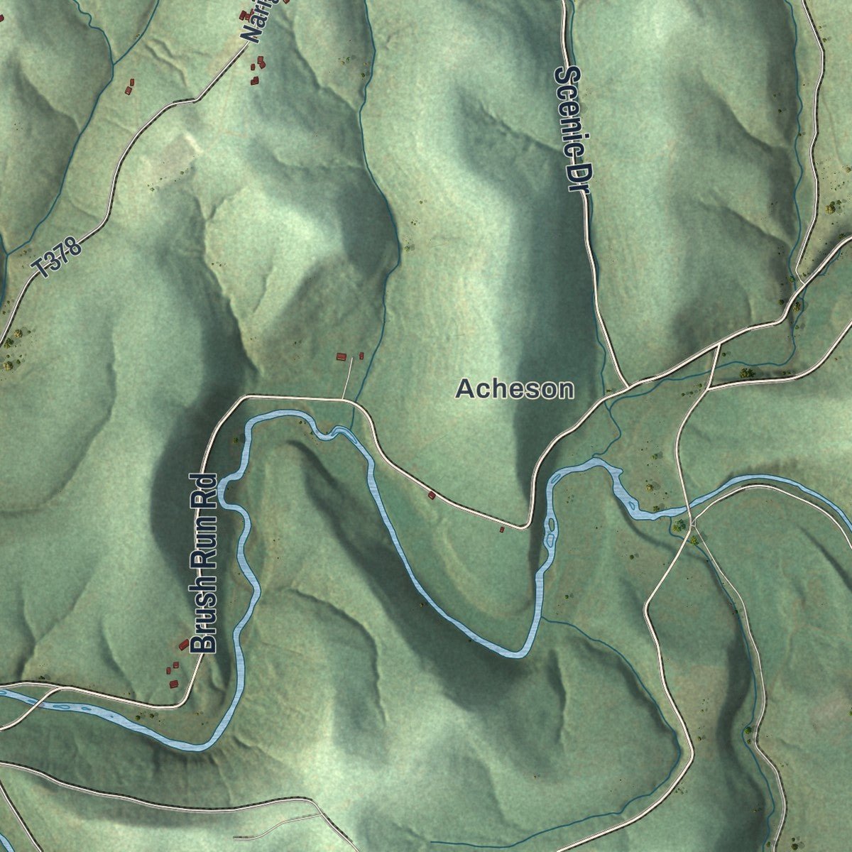 Second close-up of the map of Independence, Washington County, Pennsylvania print showing more streets and buildings