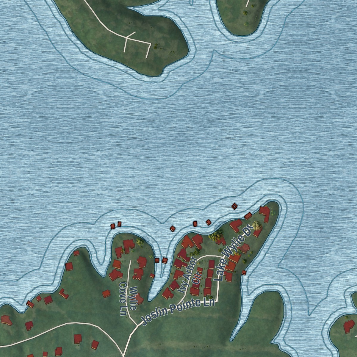 Second close-up of the map of India Hook, South Carolina print showing more streets and buildings