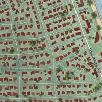 Second close-up of the map of Indialantic, Florida print showing more streets and buildings