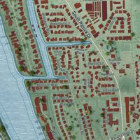 Second close-up of the map of Indian Harbour Beach, Florida print showing more streets and buildings