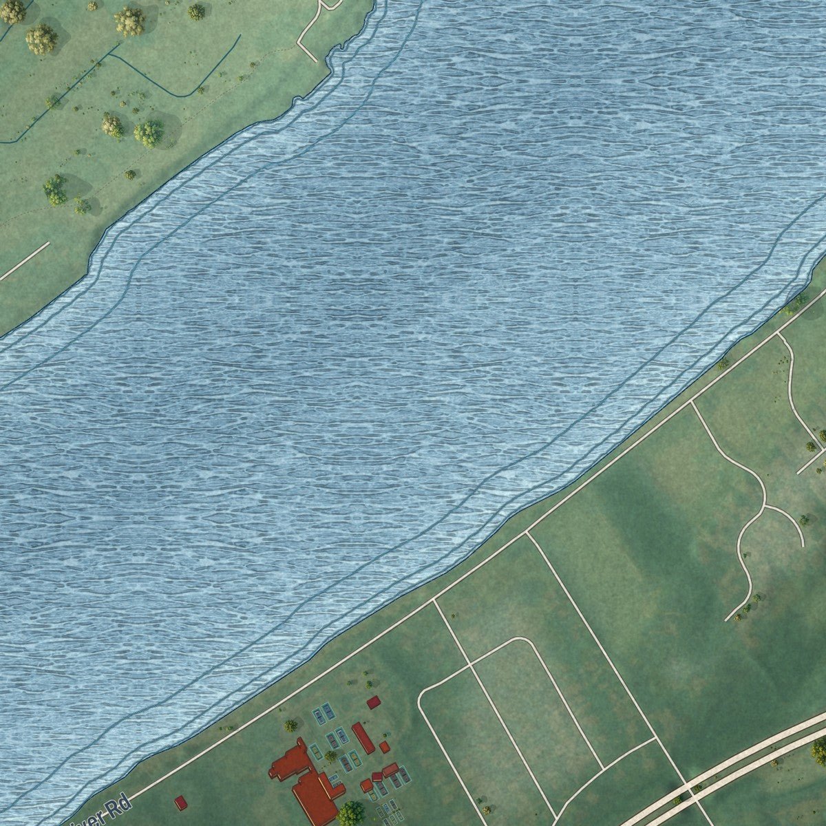Second close-up of the map of Indian Hills, Kentucky print showing more streets and buildings