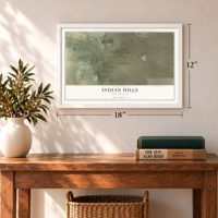 Indian Hills, New Mexico map, 12 x 18 inch print in a white frame in an entryway
