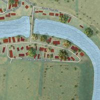 Second close-up of the map of Indian Lake, Texas print showing more streets and buildings