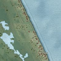 Second close-up of the map of Indian River Estates, Florida print showing more streets and buildings
