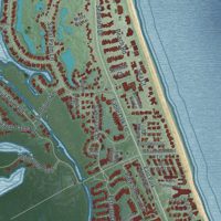 Second close-up of the map of Indian River Shores, Florida print showing more streets and buildings