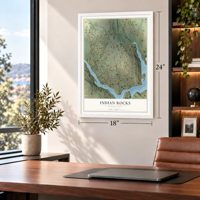 Indian Rocks, Pennsylvania map, 18 x 24 inch print in a white frame in a home office