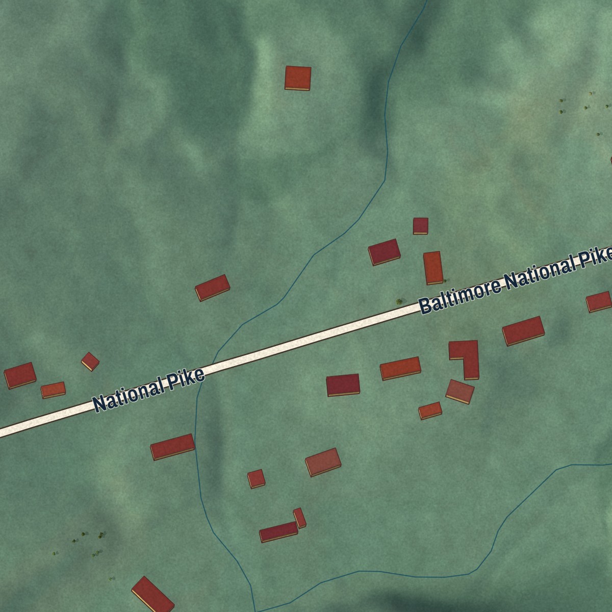 Second close-up of the map of Indian Springs, Maryland print showing more streets and buildings