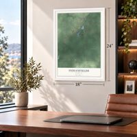 Indianfields, Michigan map, 18 x 24 inch print in a white frame in a home office
