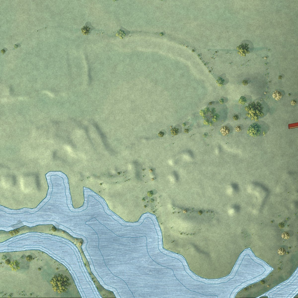 Second close-up of the map of Indianola, Nebraska print showing more streets and buildings