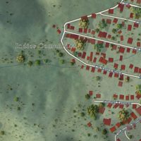 Second close-up of the map of Indios, Puerto Rico print showing more streets and buildings