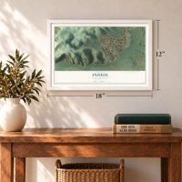Indios, Puerto Rico map, 12 x 18 inch print in a white frame in an entryway