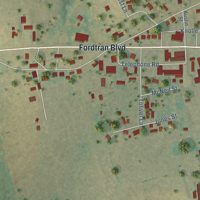 Second close-up of the map of Industry, Texas print showing more streets and buildings