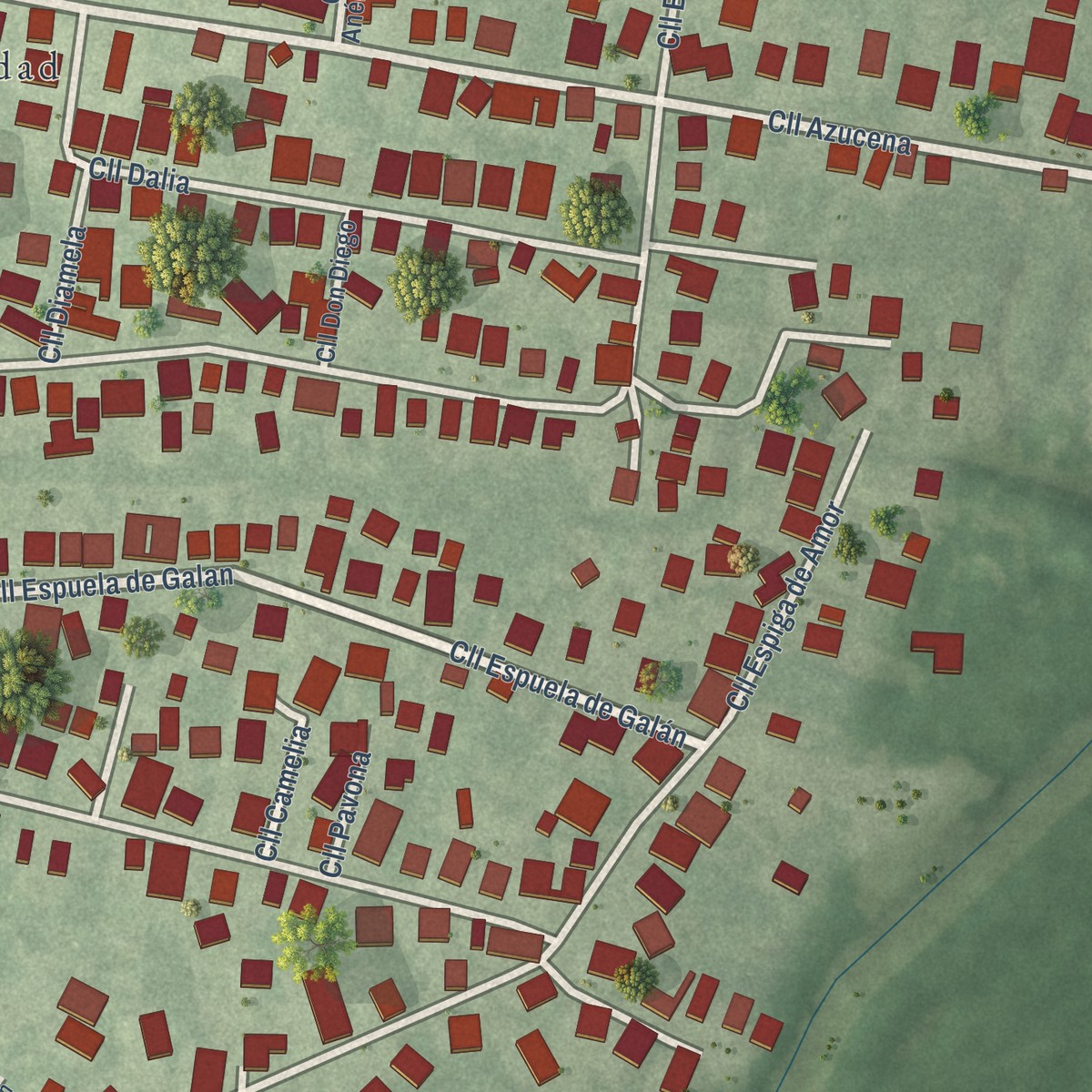 Second close-up of the map of Ingenio, Puerto Rico print showing more streets and buildings
