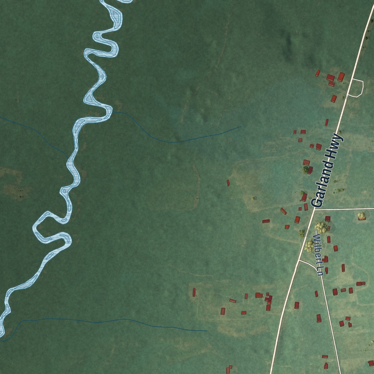 Second close-up of the map of Ingold, North Carolina print showing more streets and buildings