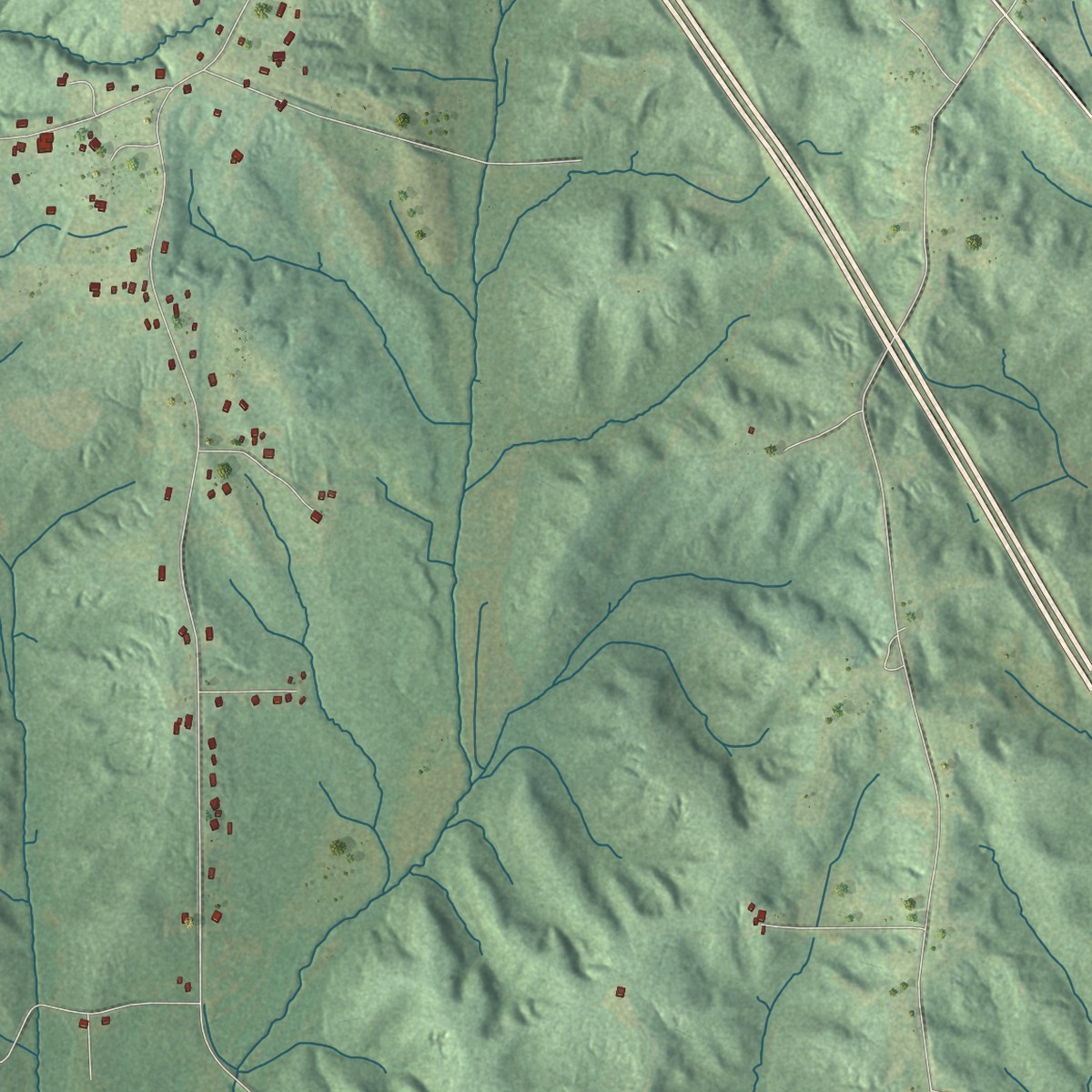 Second close-up of the map of Ingomar, Mississippi print showing more streets and buildings