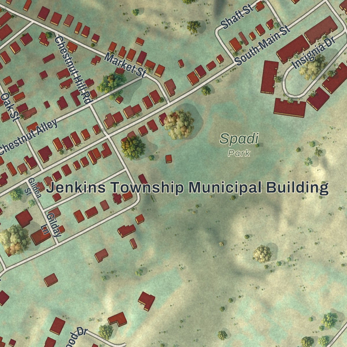 Second close-up of the map of Inkerman, Pennsylvania print showing more streets and buildings