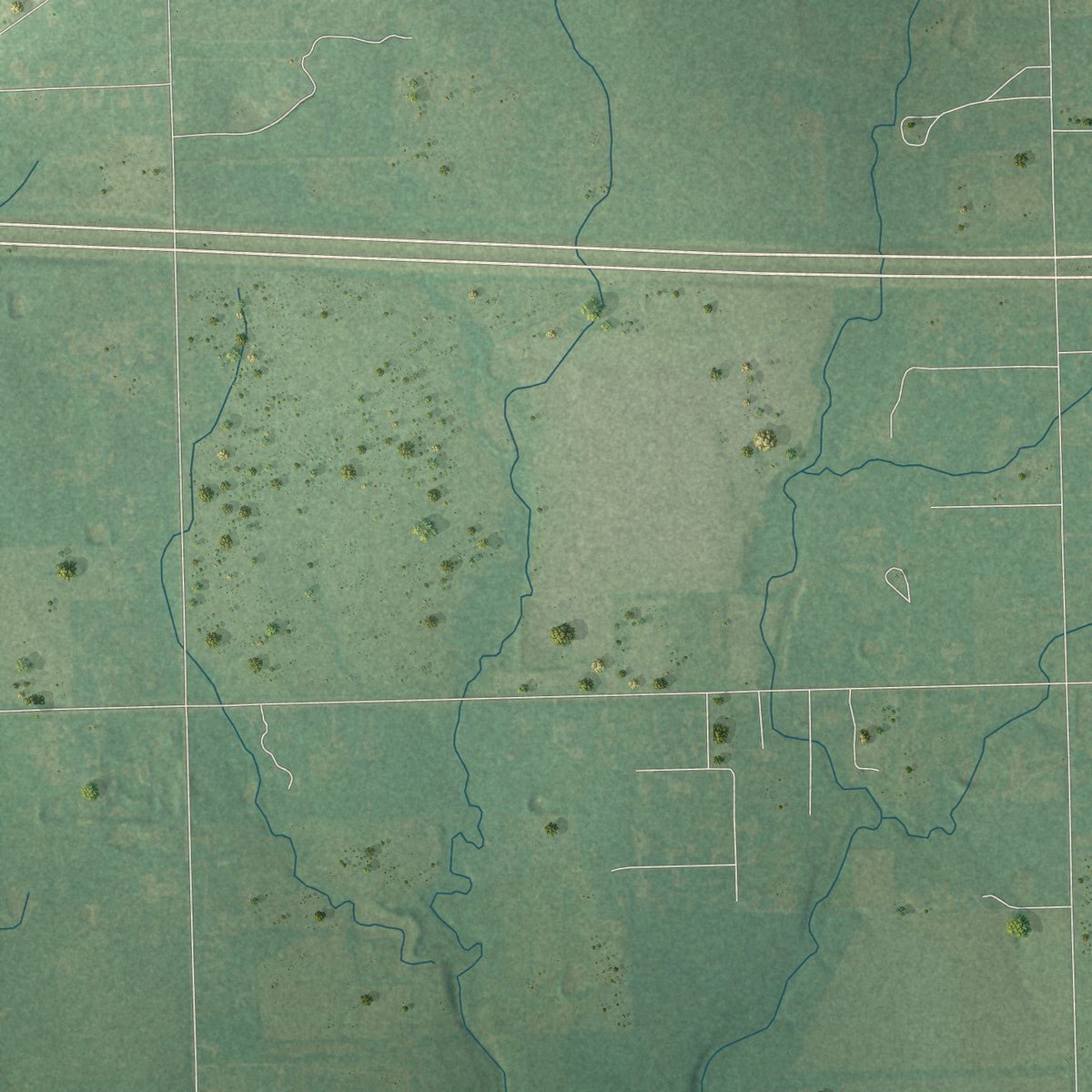 Second close-up of the map of Inola, Oklahoma print showing more streets and buildings