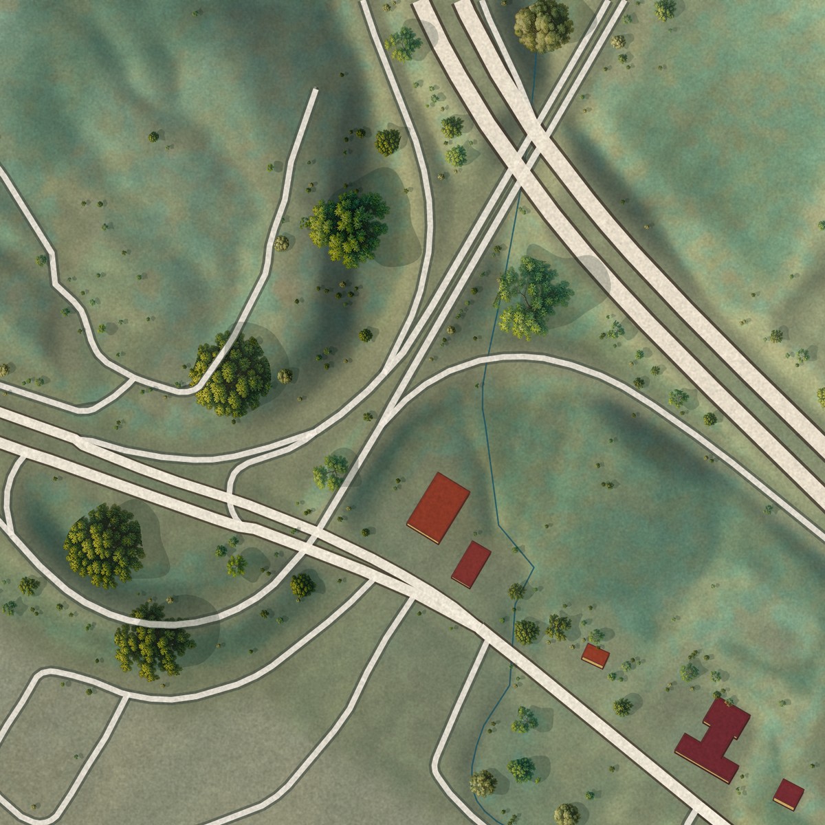 Second close-up of the map of Institute, West Virginia print showing more streets and buildings