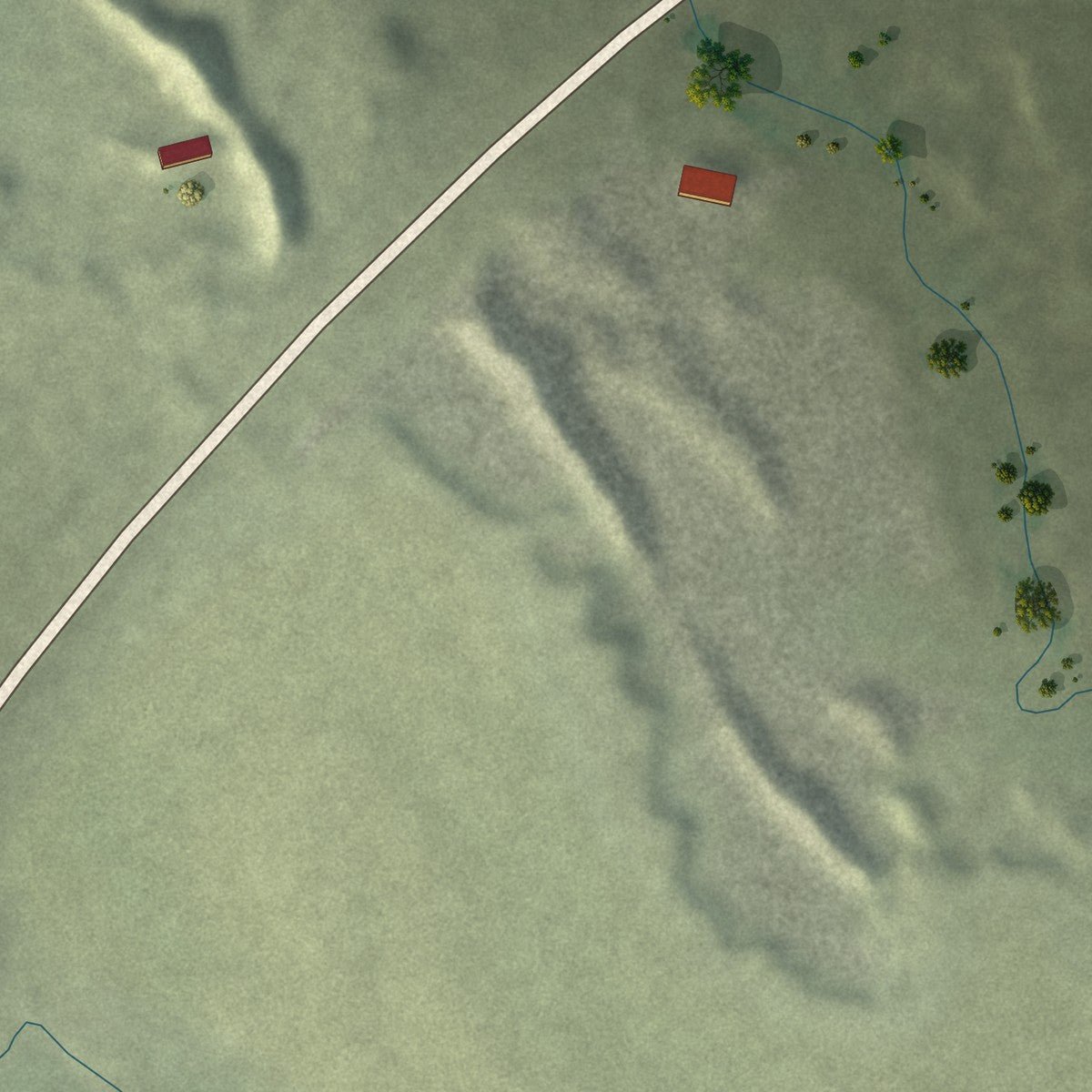 Second close-up of the map of Interior, South Dakota print showing more streets and buildings