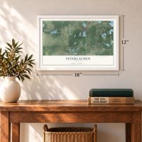 Interlachen, Florida map, 12 x 18 inch print in a white frame in an entryway