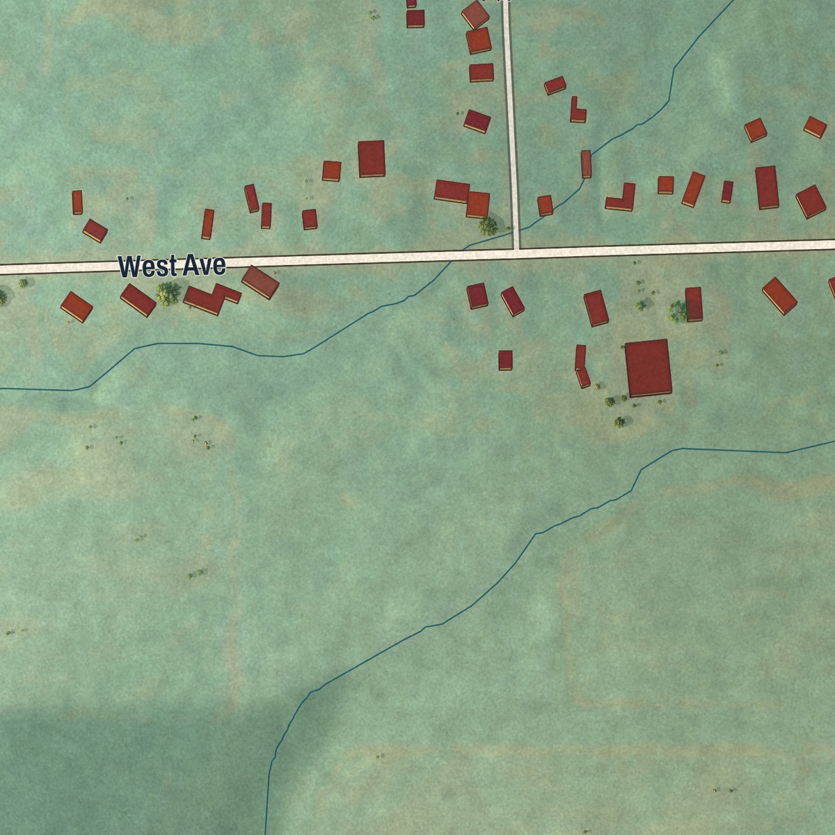 Second close-up of the map of Interlaken, New York print showing more streets and buildings