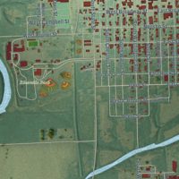 Second close-up of the map of Iola, Kansas print showing more streets and buildings