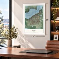 Iona, Florida map, 18 x 24 inch print in a white frame in a home office