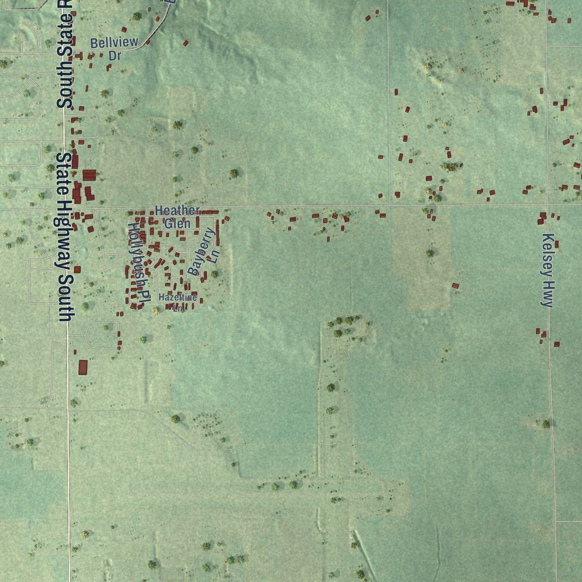 Second close-up of the map of Ionia, Ionia County, Michigan print showing more streets and buildings