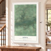 Ionia, Ionia County, Michigan map, 24 x 36 inch print in a white frame by a staircase