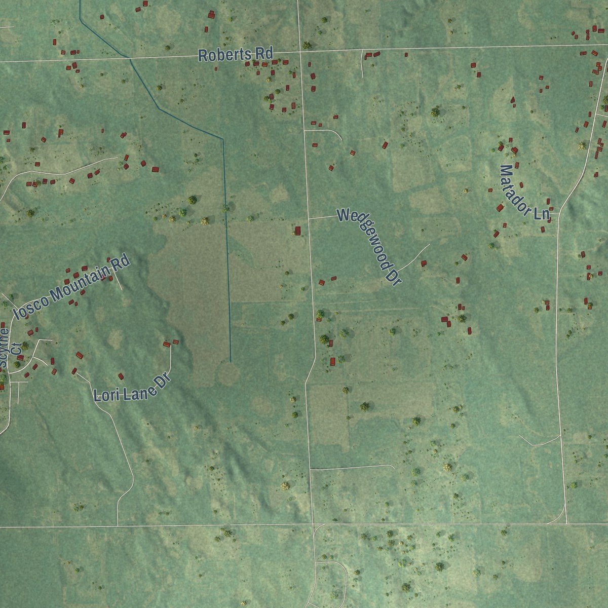 Second close-up of the map of Iosco, Michigan print showing more streets and buildings