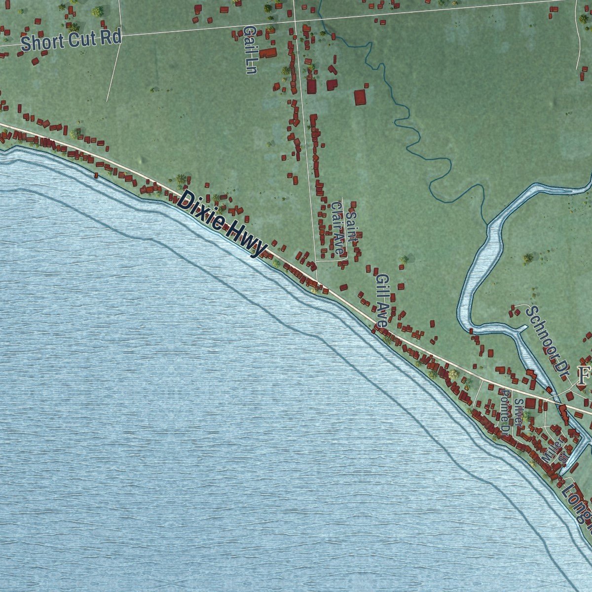 Second close-up of the map of Ira, Michigan print showing more streets and buildings