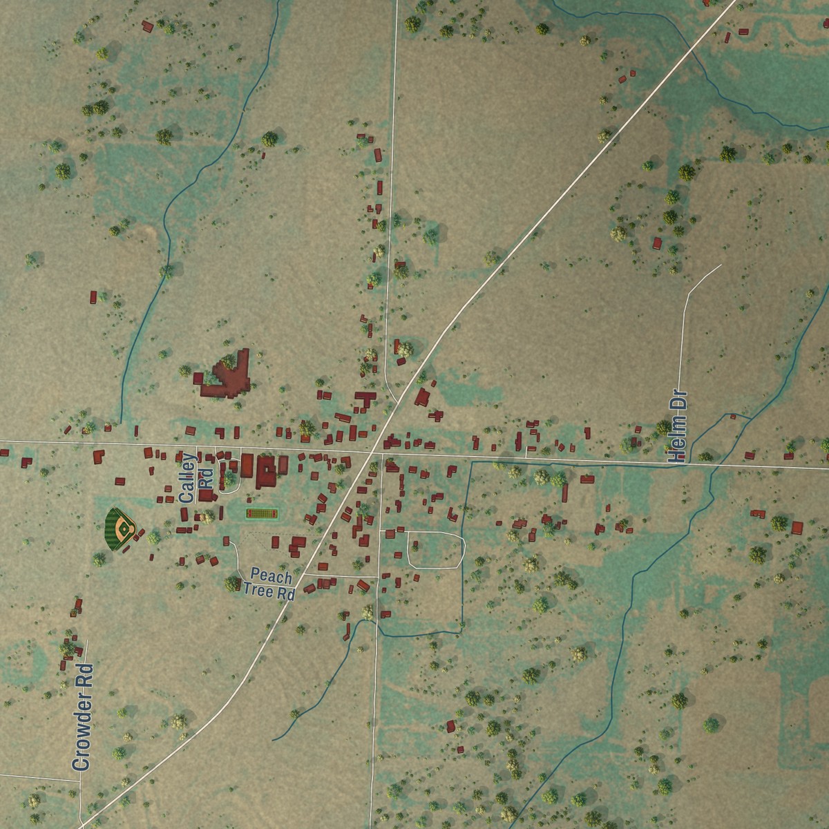Second close-up of the map of Ira, Texas print showing more streets and buildings