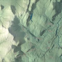 Close-up of the map of Irasburg, Vermont print showing terrain and local geography