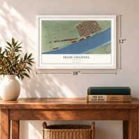 Irish Channel, Louisiana map, 12 x 18 inch print in a white frame in an entryway