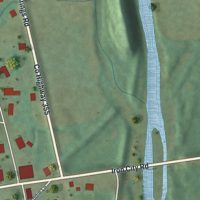 Second close-up of the map of Iron City, Tennessee print showing more streets and buildings
