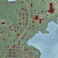 Second close-up of the map of Iron Mountain, Michigan print showing more streets and buildings