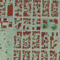 Second close-up of the map of Iron Triangle, California print showing more streets and buildings