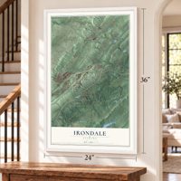 Irondale, Alabama map, 24 x 36 inch print in a white frame by a staircase