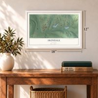Irondale, Missouri map, 12 x 18 inch print in a white frame in an entryway