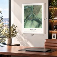 Ironville, Pennsylvania map, 18 x 24 inch print in a white frame in a home office