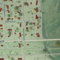 Second close-up of the map of Iroquois, South Dakota print showing more streets and buildings