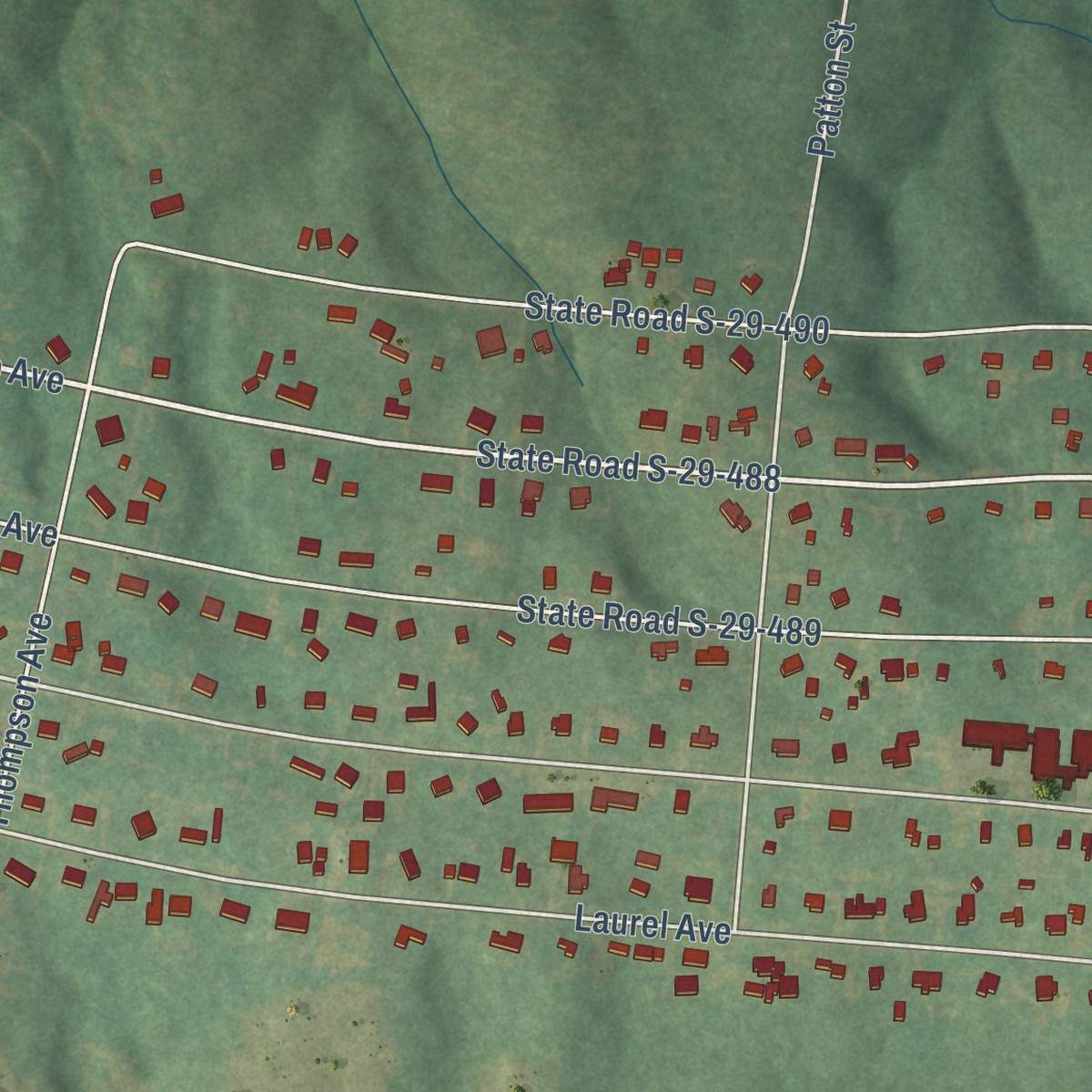 Second close-up of the map of Irwin, South Carolina print showing more streets and buildings