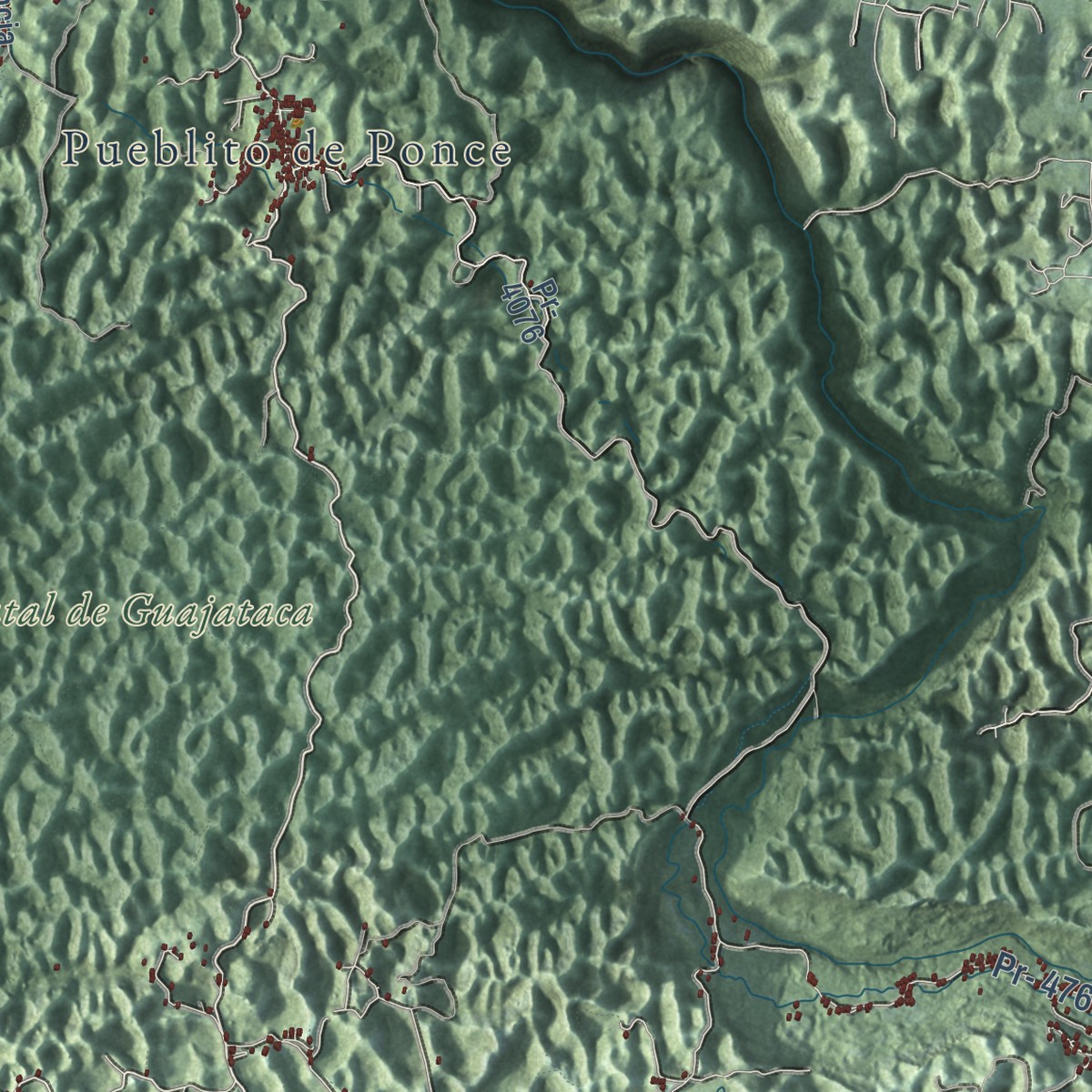 Second close-up of the map of Isabela, Puerto Rico print showing more streets and buildings