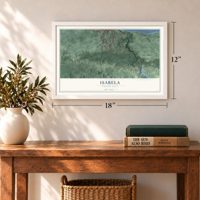 Isabela, Puerto Rico map, 12 x 18 inch print in a white frame in an entryway