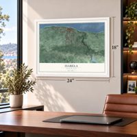 Isabela, Puerto Rico map, 18 x 24 inch print in a white frame in a home office