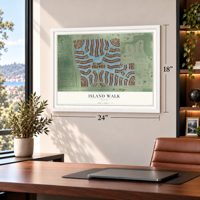 Island Walk, Florida map, 18 x 24 inch print in a white frame in a home office